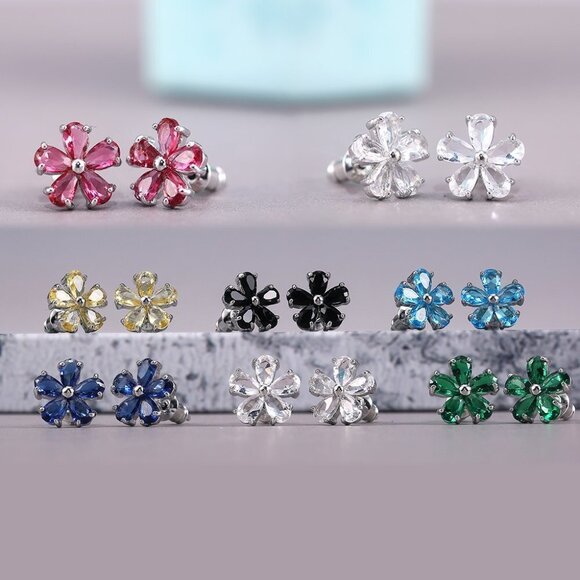 ✨Beautiful Tiny Plum Blossom Zircon Dainty Stud Earrings for Women,UNVN12459 - Picture 2 of 3
